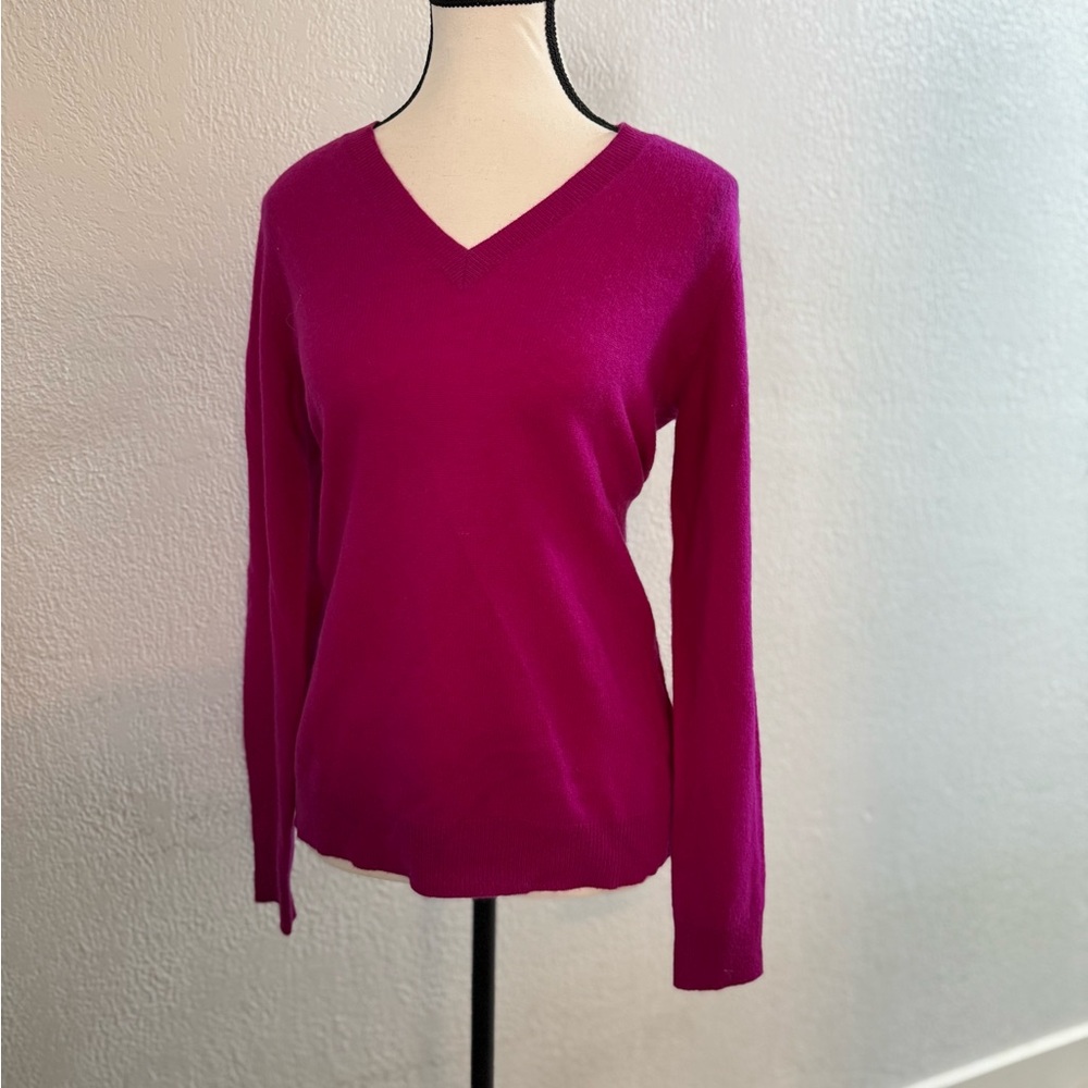 Elegant Magenta V-Neck Sweater for Women